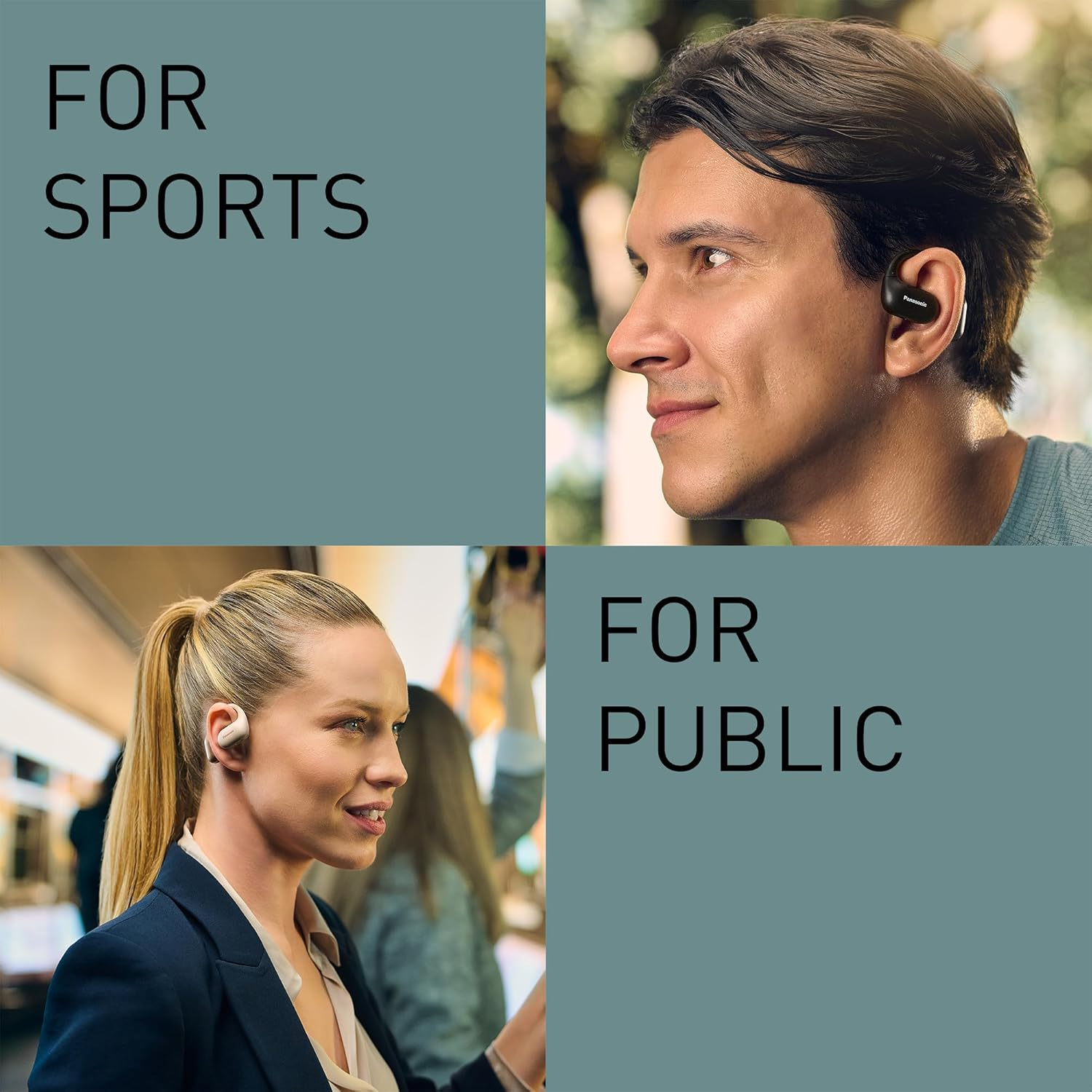 Panasonic True Wireless Bluetooth Open Ear Headphones, IPX4 Waterproof, Multi Point Connectivity, Environmental Noise Cancellation, 25Hr Play Time and USB C Charging, Black (RB-F10DE-K) image number 4