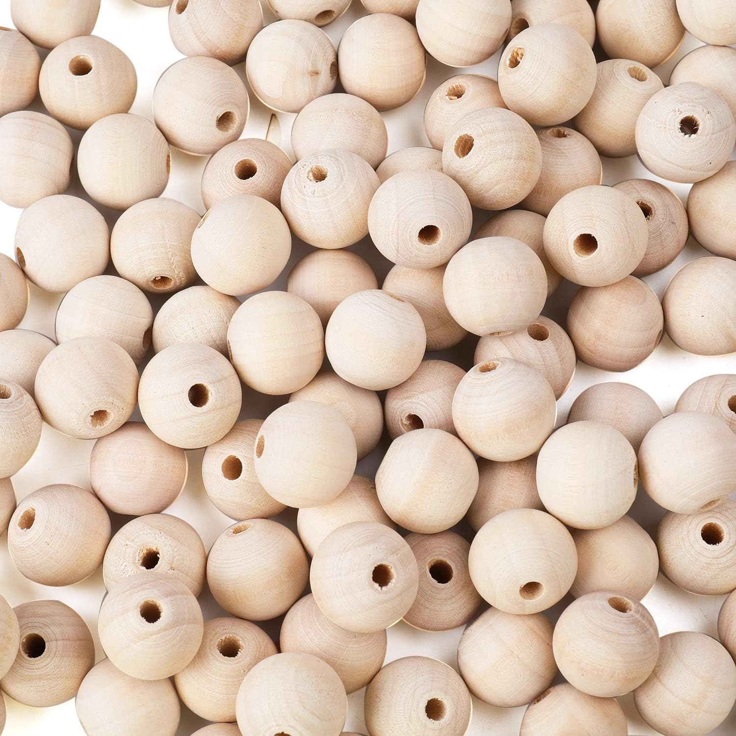 Natural Wood Beads 215Pcs 20Mm Unfinished round Wooden Loose Beads Wood Spacer Beads for Craft Unfinished Wood Beads for Garland Macrame Farmhouse Decor image number 1