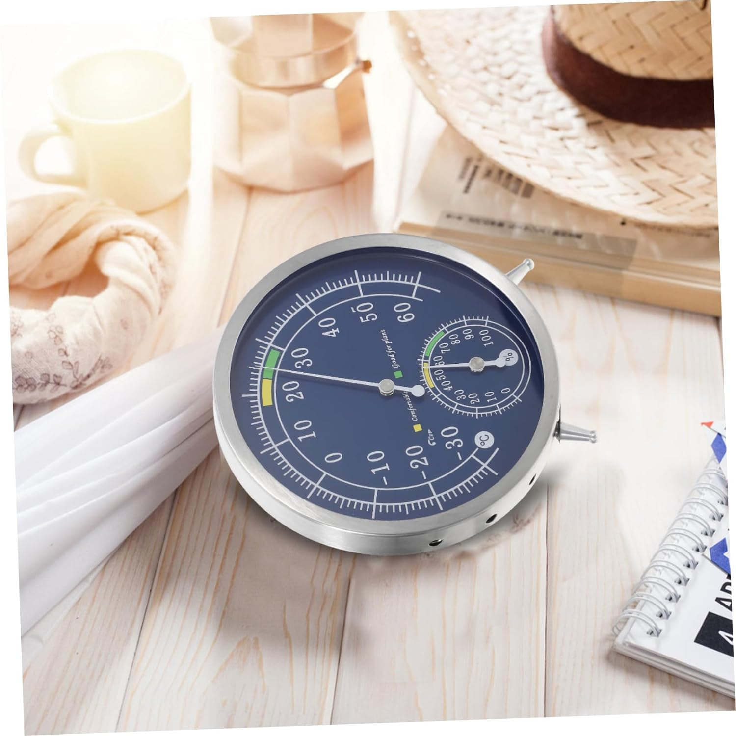 UPKOCH Stainless Steel Analog Thermohygrometer for Sauna and Outdoor Use High Precision Temperature Humidity Gauge with Flexible Wall Mount and Freestanding Options Suitable For image number 2