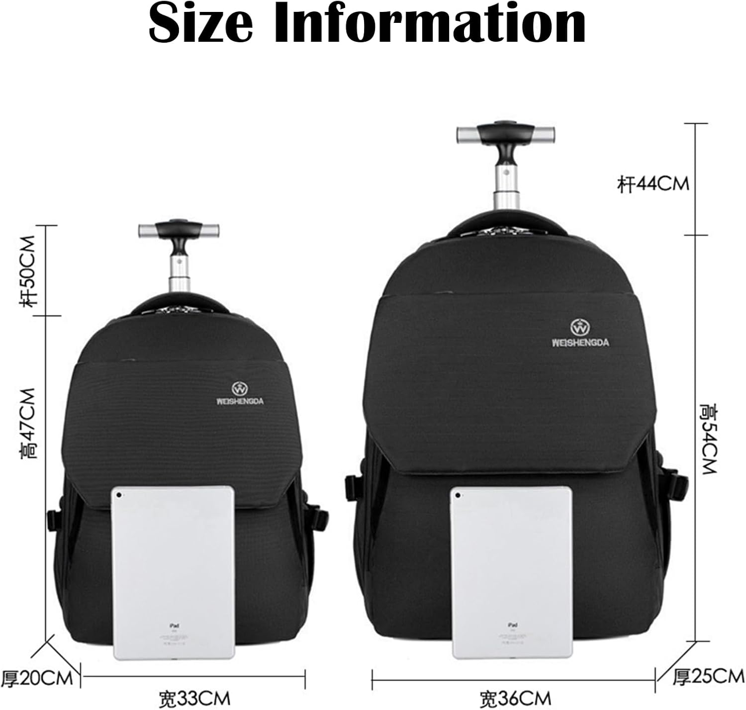 19 Inch Wheeled Rolling Backpack Travel Backpack, Wheeled Backpack, Waterproof and Stylish Portable Laptop Bag, Durable and Quiet Wheel Foldable Strap, Suitable for Student and Business Travel image number 6