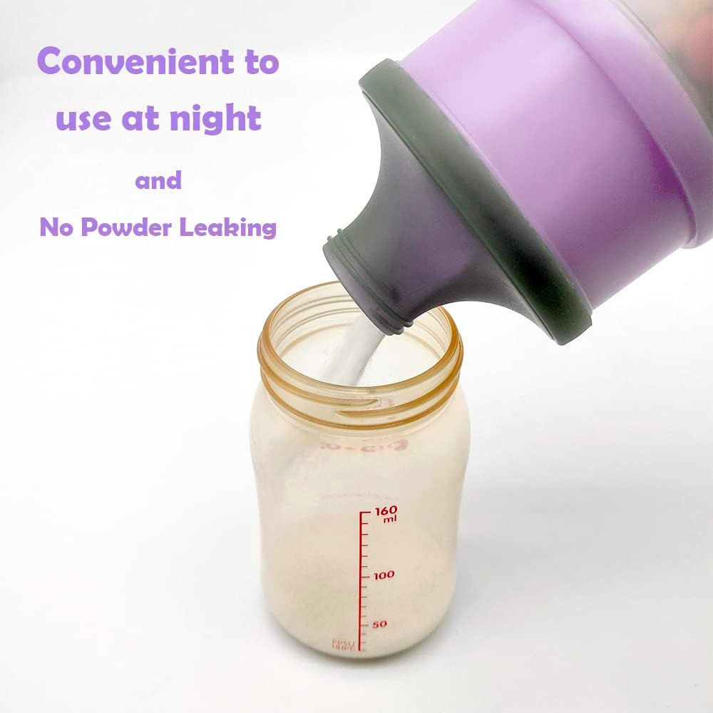 LADISO Baby Formula Dispenser, Portable Milk Powder Dispenser Container, Baby Feeding Travel Storage Container, Formula Mixer, Formula Holder, BPA Free, 4 Compartments, 2 Packs, Dispensador De F&oacute;rmula - Green 2 Packs image number 7