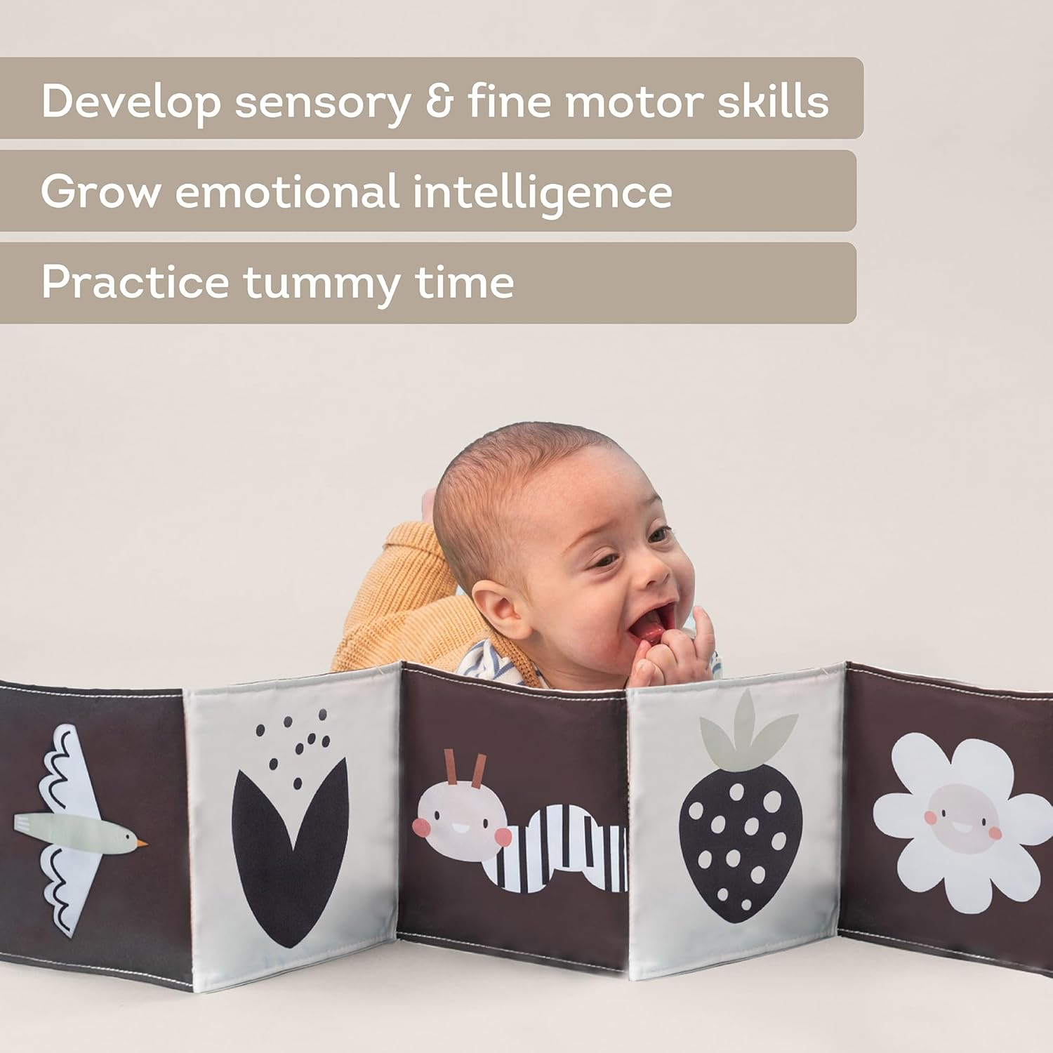 Taf Toys Bunny Black and White Soft Sensory Books Pram Book, High Contrast Baby Toys 0-3-6 Months, Essentials Tummy Time, Pram, Stroller, Car Seat Toy, Infant Toys, Newborn Essentials Must Haves image number 2