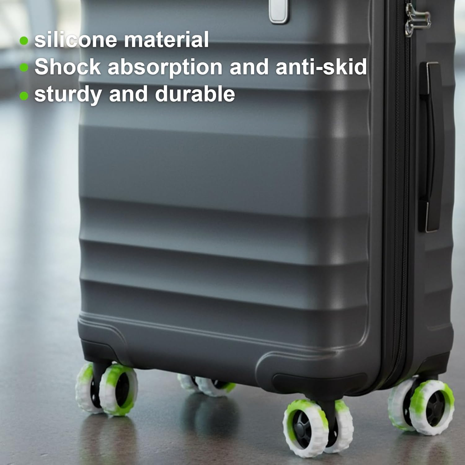 Gradient Green Suitcase Wheel Covers, 8PCS Silicone Luggage Wheel Protectors, Anti-Dust Scratch Noise Reduction Travel Accessories for Carry on Luggage Ermaoo image number 2