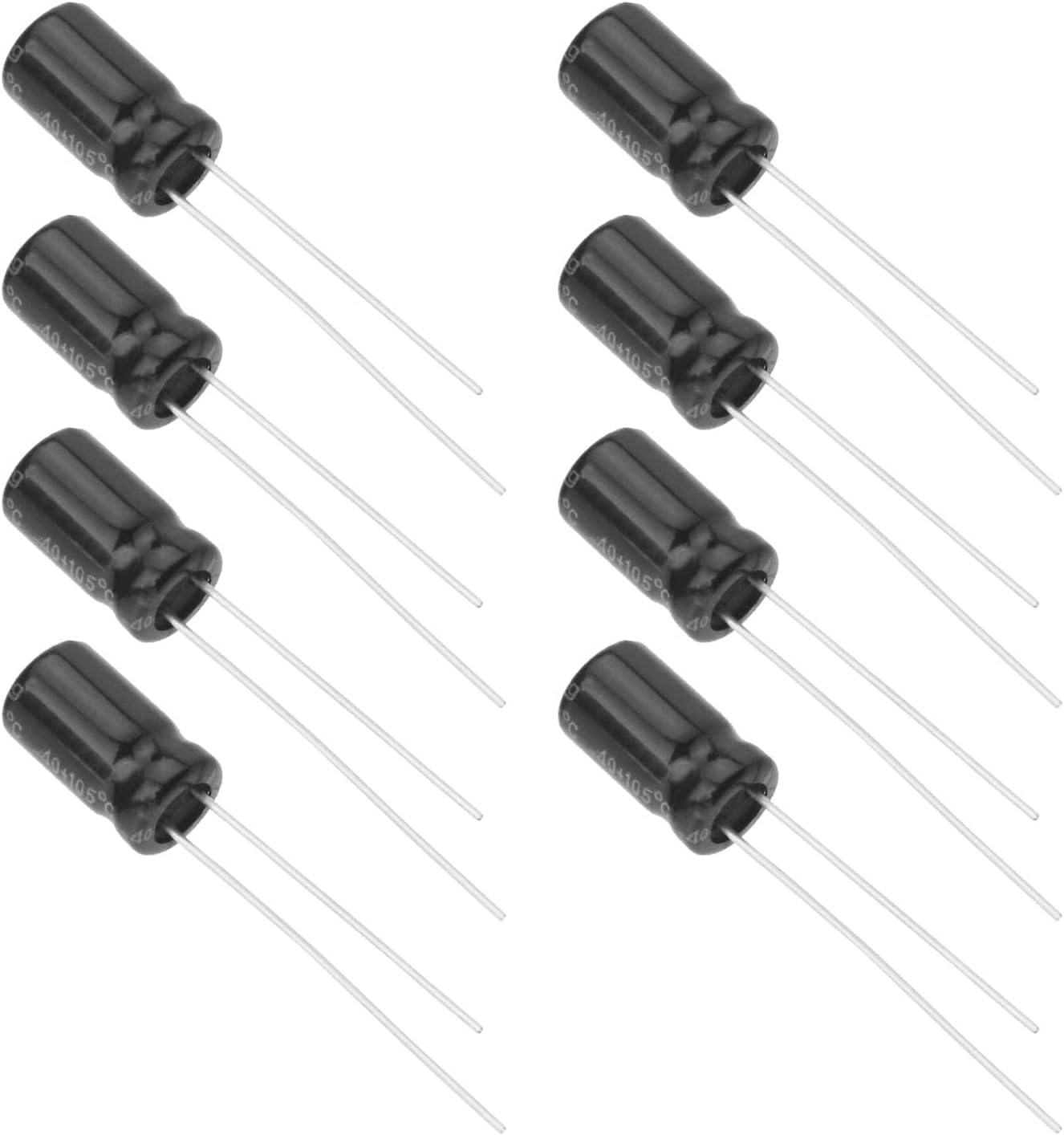 VGOL 40Pcs Aluminum Electrolytic Capacitor 100Uf 25V Radial Electrolytic Capacitor Temperature Range -40C to 105C for Repairing Electronic Products 6X 11Mm