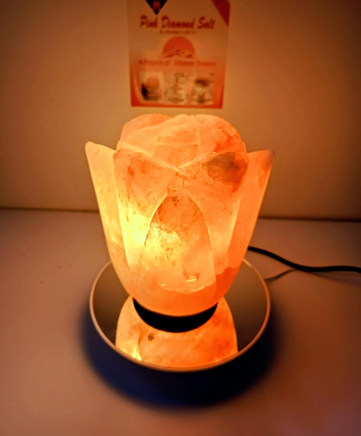 Premium Himalayan Large Lotus Salt Lamp 100% Authentic, Handcrafted from the Foothills of the Himalayas Beautifully Hand Craft Lilly Flower Comes with Complete Electric Fitting &ndash; Quality Guaranteed image number 6