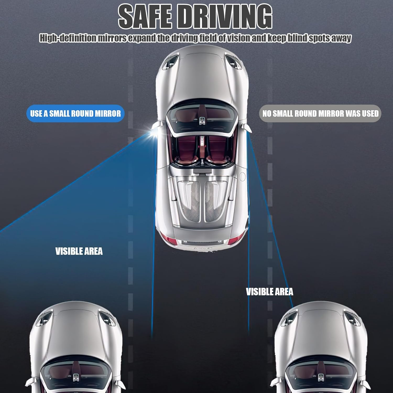 Car Blind Spot Mirror 2 Pairs (4-Pack), 2" round HD Suction Cup Blind Spot Mirrors, 360&deg; Rotatable Frameless Convex Design for Enhanced Side Visibility, Secure Non-Adhesive Mounting for All Vehicles image number 5