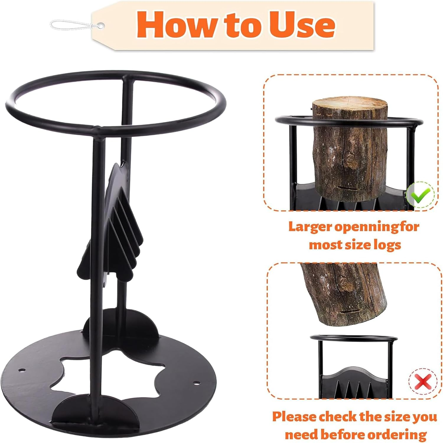 Outdoor Steel Log Firewood Splitter Set with Hammer Manual Wood Splitting Cutter Kindling Cutting Fireplace BBQ Camping Tool image number 4