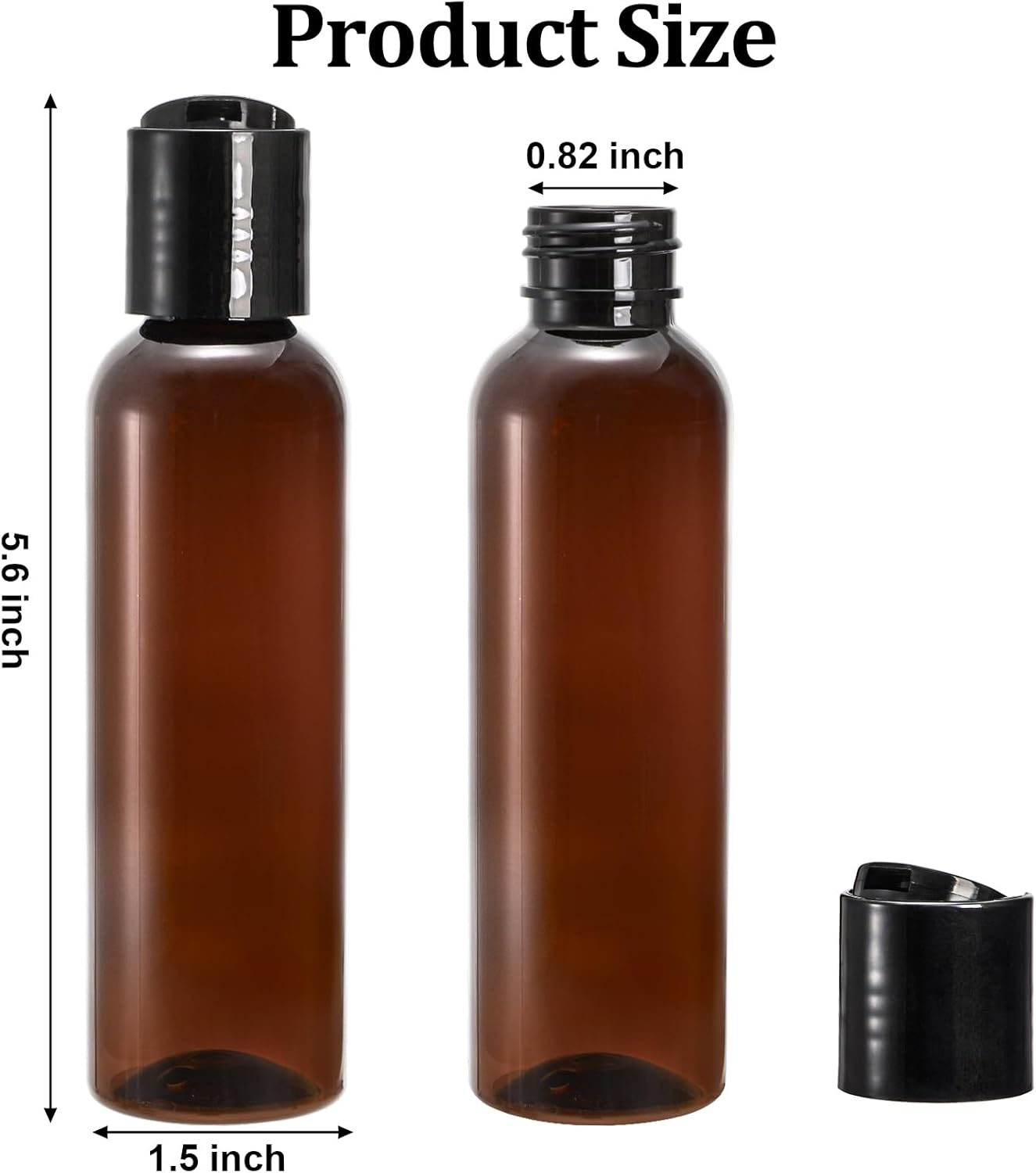 Bekith 30 Pack 4Oz Plastic Squeeze Bottles with Disc Top Flip Cap, Empty Amber Bpa-Free Refillable Containers for Shampoo, Lotions, Liquid Body Soap, Creams, Amber, 4Oz image number 2