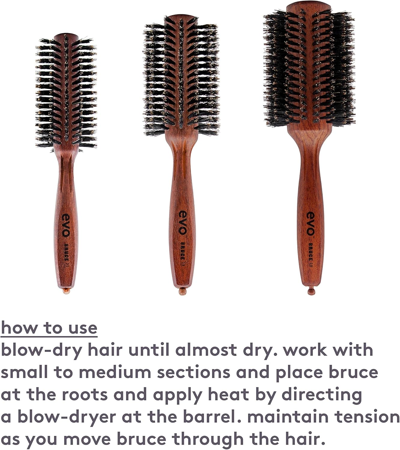 Evo Bruce Natural Radial Hair Brush - Professional Bristle Brush for Styling & Polishing - Volumising Hair Brush image number 3