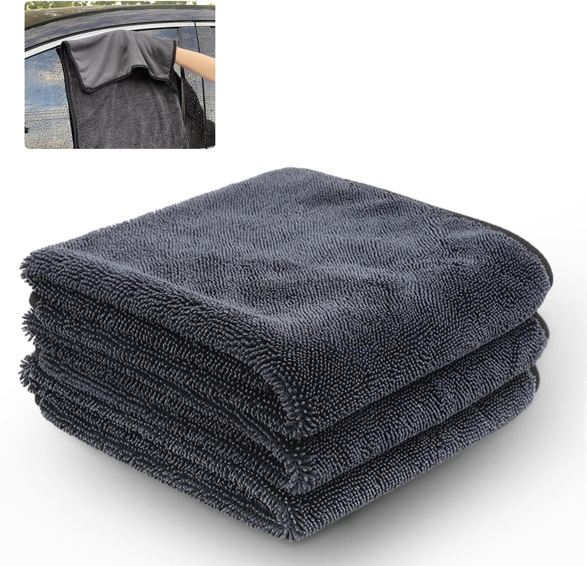 Pack of 3 Shiny Bath Drying Towel XXL, Fast Dry Drying Towel 40 X 60 Cm, Shower Cubicle Cloth for Water Removal, Shiny Wipes Bath Drying Cloth, for Water Removal in Shower and Bathroom (Black) image number 1