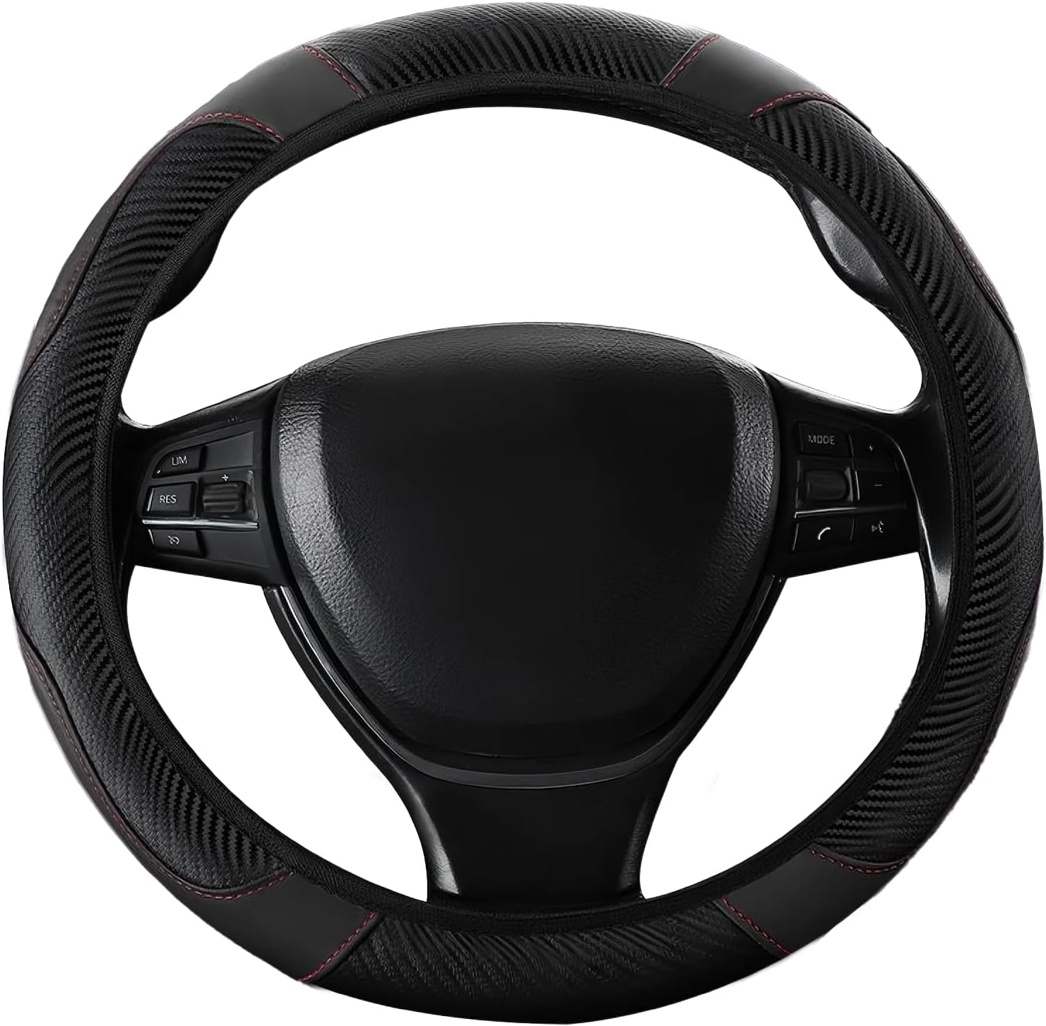 Luxury Car Steering Wheel Cover, Anti-Slip, Breathable Microfiber Leather, Heavy Duty, Thick Full Surround Cover, Sports Style, Fits 15 Inch Wheels, Enhance Your Driving Experience (Black) image number 1