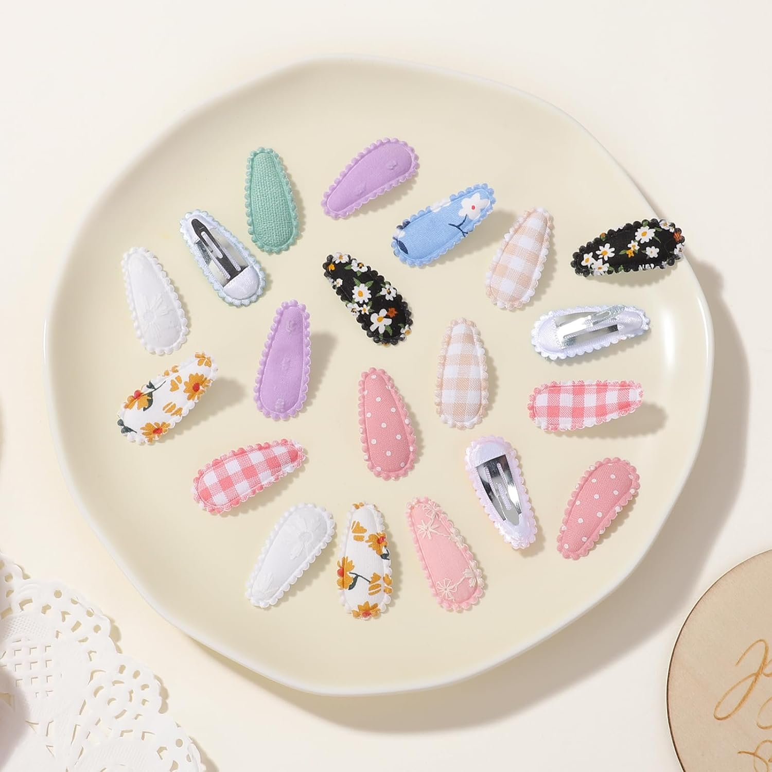 20 PCS Snap Toddler Hair Clips - Flower Patterns, Wrapped Mini Barrettes, Cute Hair Accessories for Girls and Infants