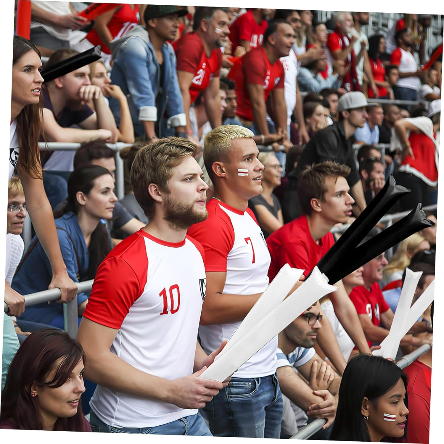 WOONEKY Inflatable Cheering Sticks and Noisemakers Thickened PVC Material Concert Party Sports Event Cheering Accessories 24Pcs White Black for Outdoor Fan Support image number 2