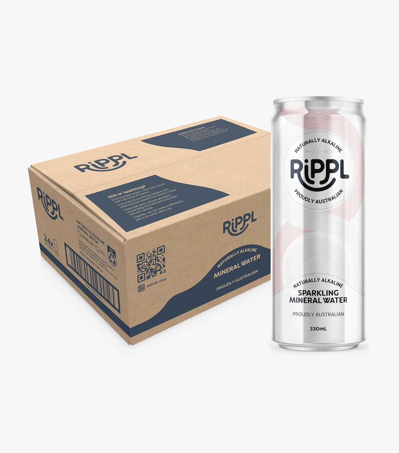 Rippl Circular Design Canned Sparkling Mineral Water, 330 Ml, 24 Pack image number 1