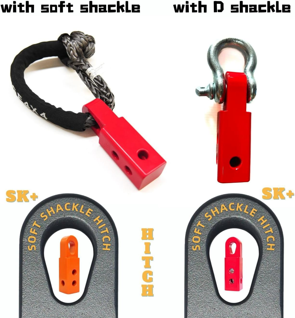 SK+ Soft Shackle Tow Bar Hitch Shackle Receiver RED Block George4X4 Alloy 4X4 Accessories 4WD Recovery image number 2