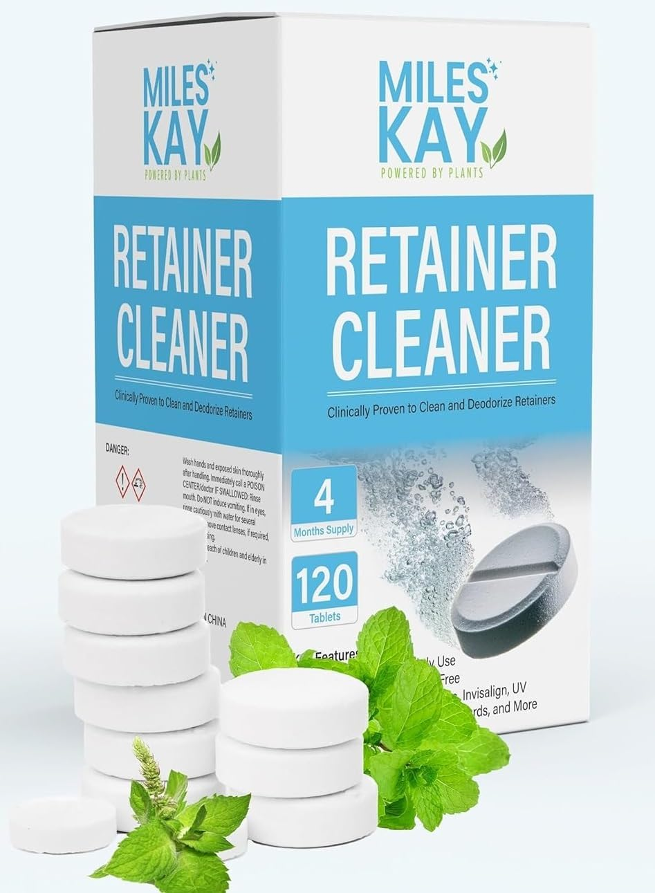 Retainer Cleaner &ndash; 120 Tablets (4-Month Supply) &ndash; Retainer Cleaning Tablets for Retainers, Aligners, Invisalign, Dentures, Mouth Guards &ndash; Ultrasonic & Dental Pod Compatible &ndash; Fresh Mint | Miles Kay image number 2