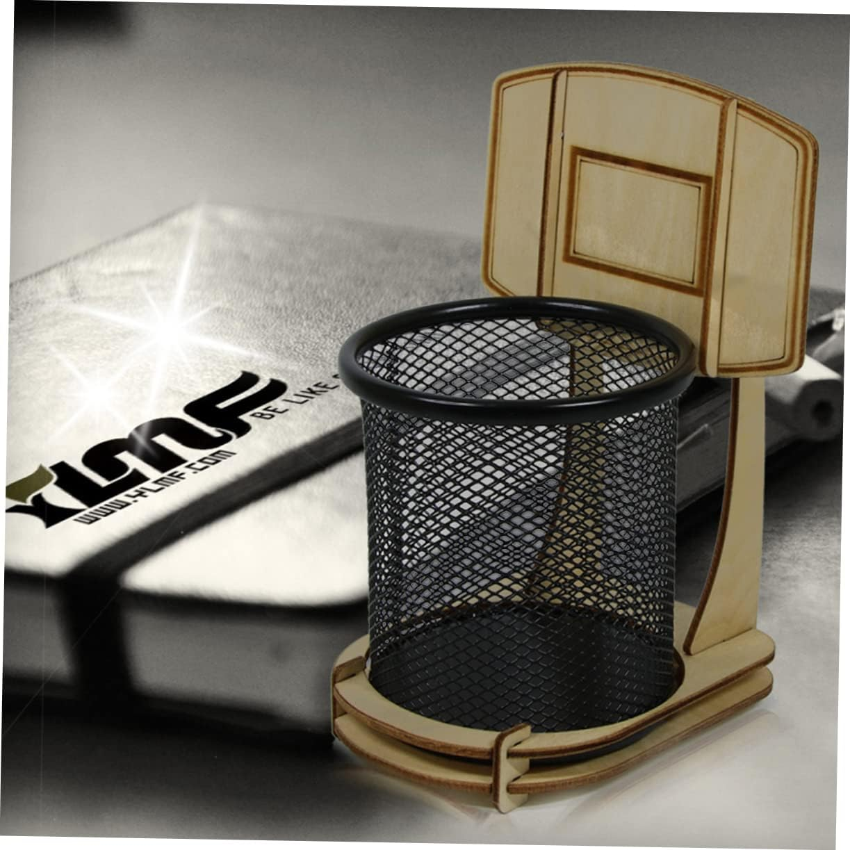 NUOBESTY Wooden Basketball Stand DIY Pen Holder Pencil Organizer Storage Case Detachable Pen Container for Desk Home Decorative Accessories Stationery Supplies