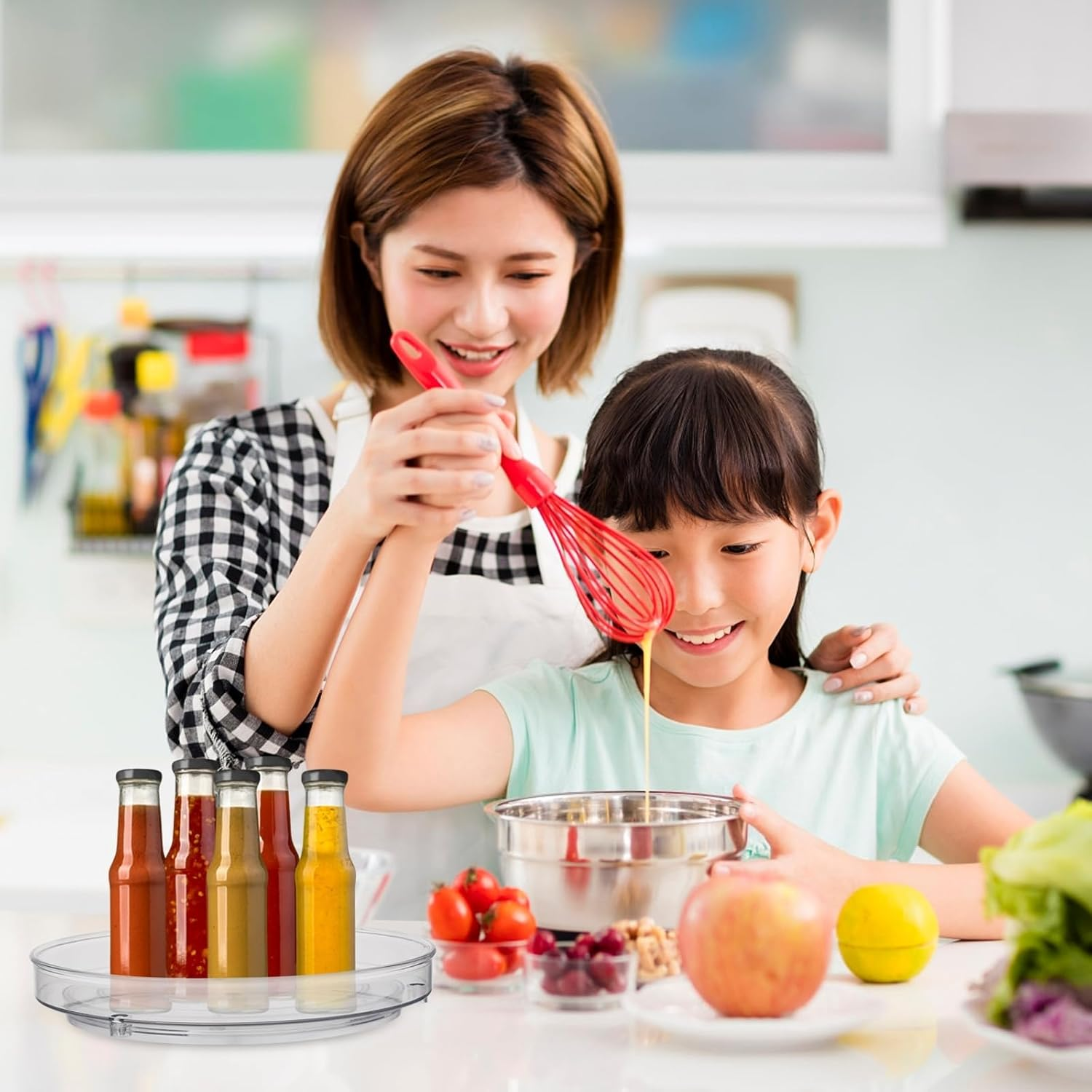 Beavorty Rotating Storage Rack for Kitchen and Vanity - Turntable Organizer for Makeup Skincare and Seasonings Easy Access round Spice and Cosmetic Holder image number 3