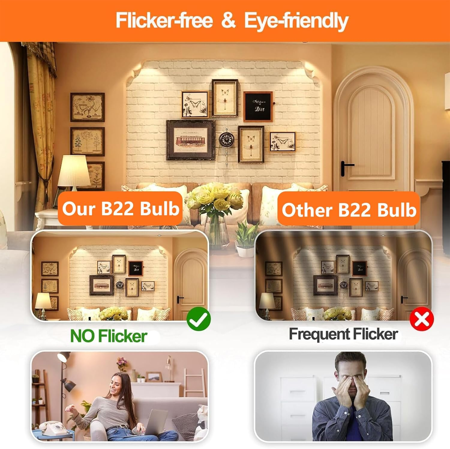 B22 Bayonet Cap LED Light, 9W = 90W Equivalent Bulb, 900LM Lumens, 3000K Warm White Standard BC A55 LED, Bright Energy Saving Non-Dimmable, CRI>80, 230V, 50-60Hz - Pack of 8 - 6500K Cool White image number 2