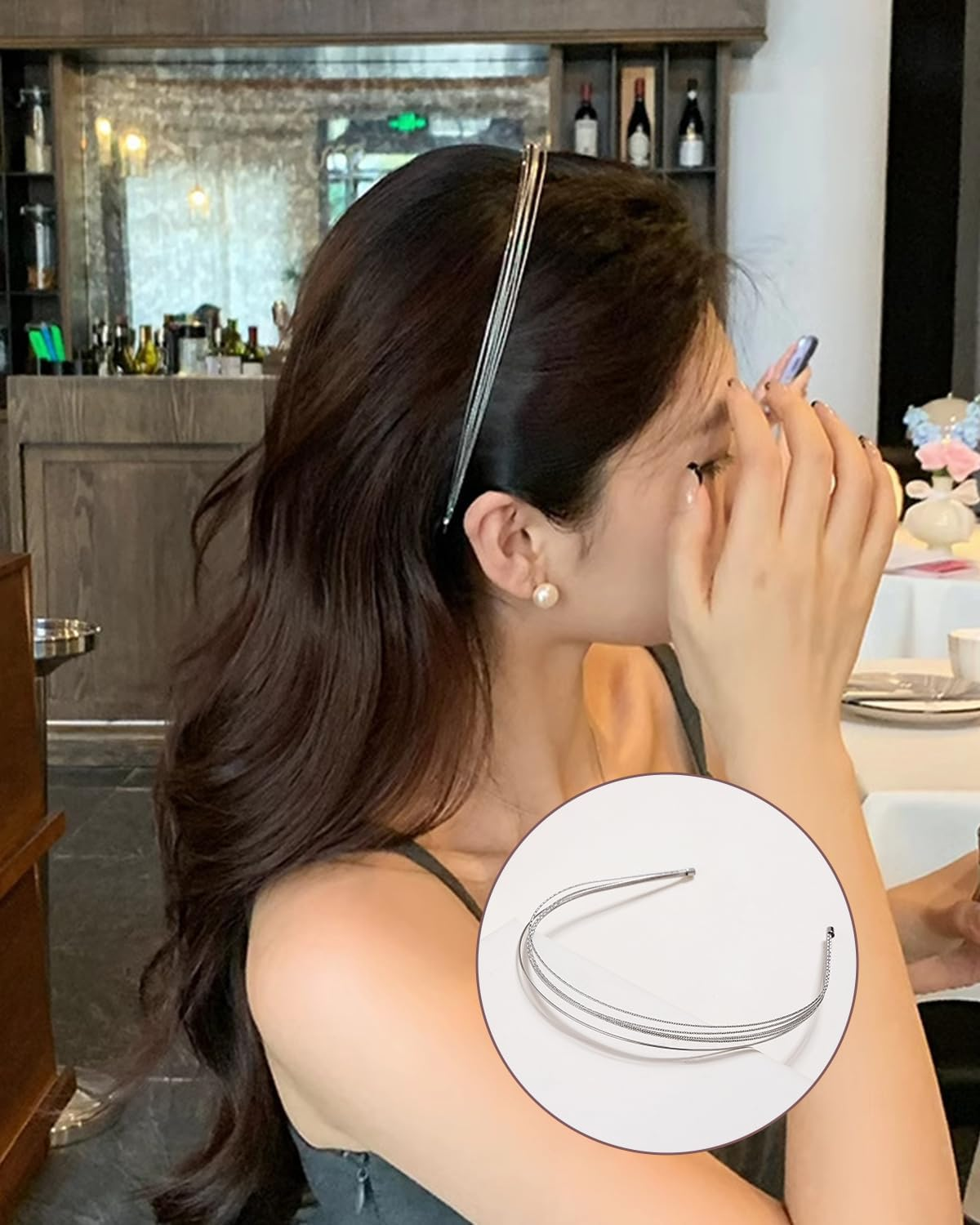 KGDUYC 2Pcs Multilayer Metal Headbands for Women, Fashionable Thin Headband, Layered Headband Women'S Elegant Hair Bands, Headwear, Hair Accessories, Gold/Silver image number 4