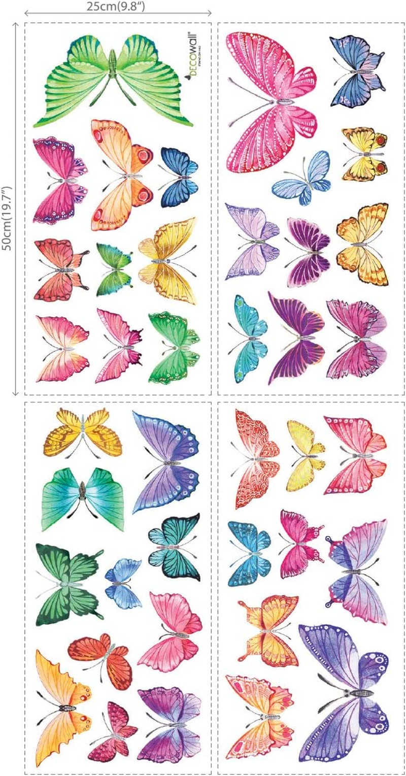 DECOWALL DS-1602 Watercolour Butterflies Kids Wall Stickers Wall Decals Peel and Stick Removable Wall Stickers for Kids Nursery Bedroom Living Room image number 3
