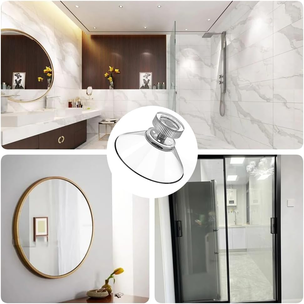 Clear PVC Suction Cups with Screw Hooks, 41Mm, 10 Pieces, for Glass Table Tops image number 2