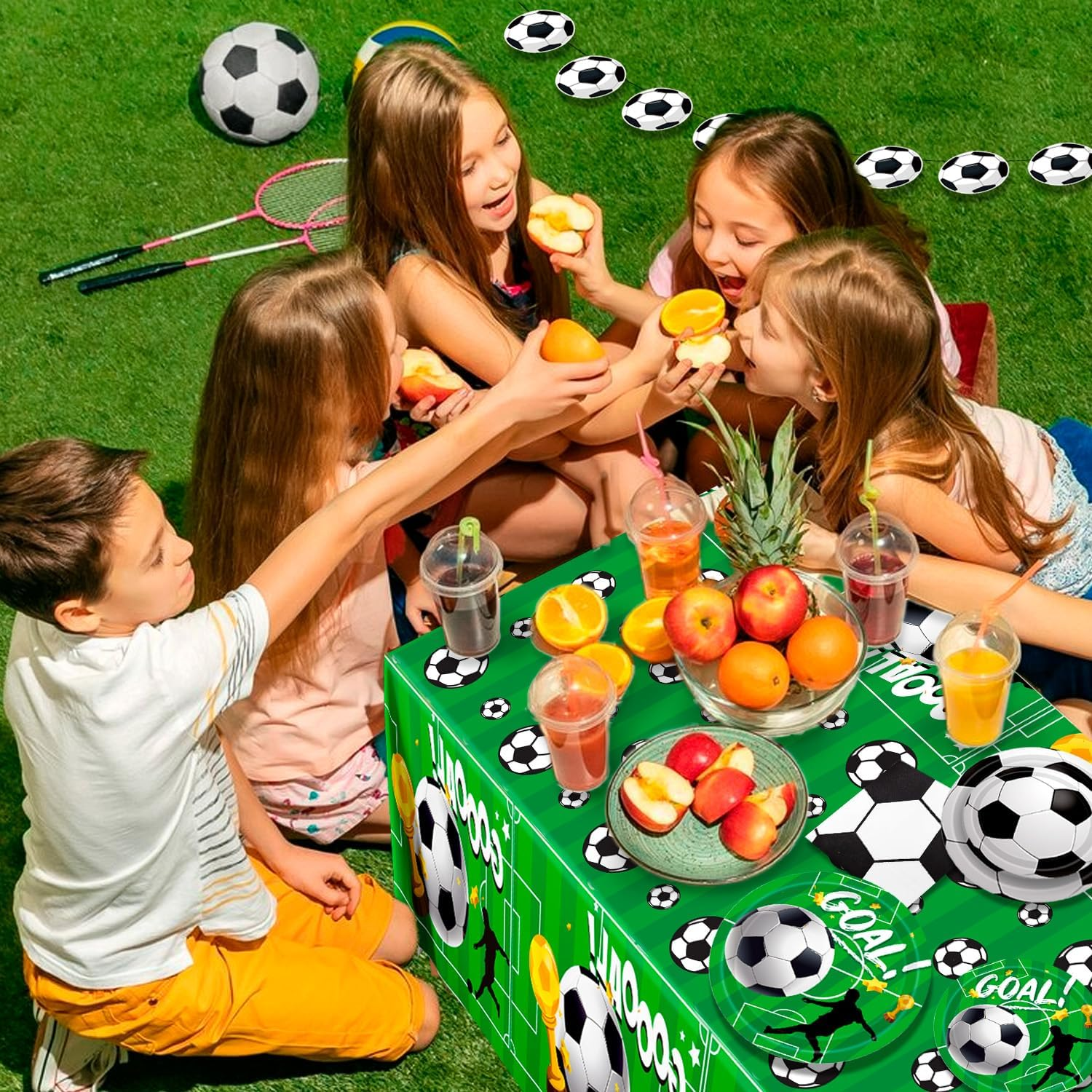 Soccer Party Tableware, Soccer Birthday Tableware Set Plates and Napkins Table Cloth Soccerball Decoration Banner Etc Soccerball Theme Party Tableware for Party Decorations Supplies image number 2