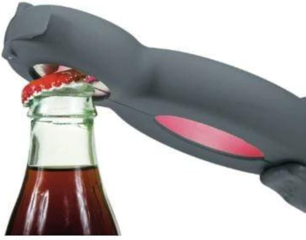 Progressive Prepworks 6-In-1 Multi Opener - Ultimate Kitchen Essential with Soft Grip Coating, Versatile Opening of Jars, Bottles, Soda Caps, Safety Seals, and Pull Tabs, Ergonomic Handle - Black/Red image number 1