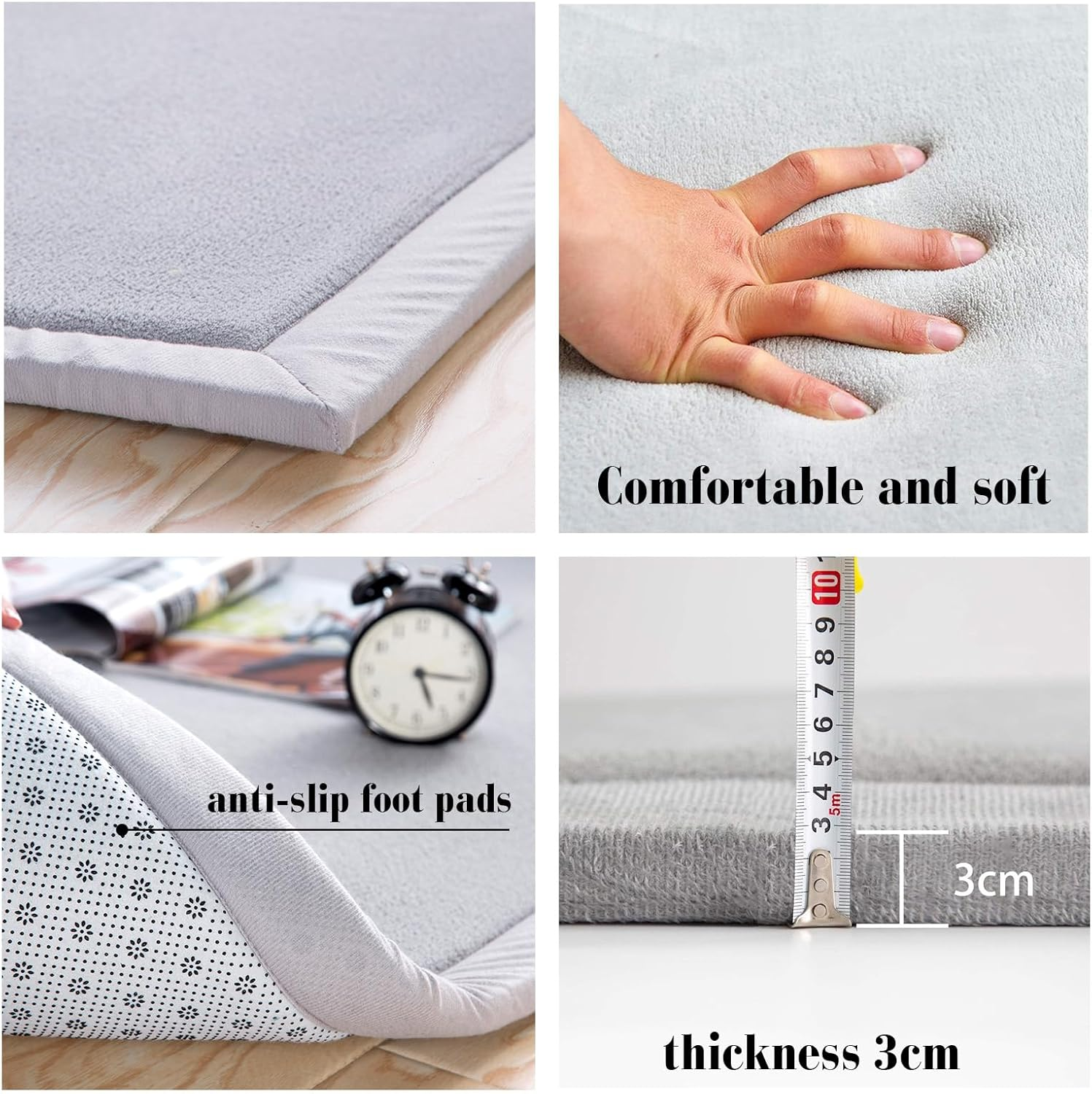 Ngardk Kids Baby Play Mat, 3Cm Thick Tatami Muscle Mat for Baby, Memory Mellow Foam Play Mat (Gray, 200 * 200Cm) image number 1