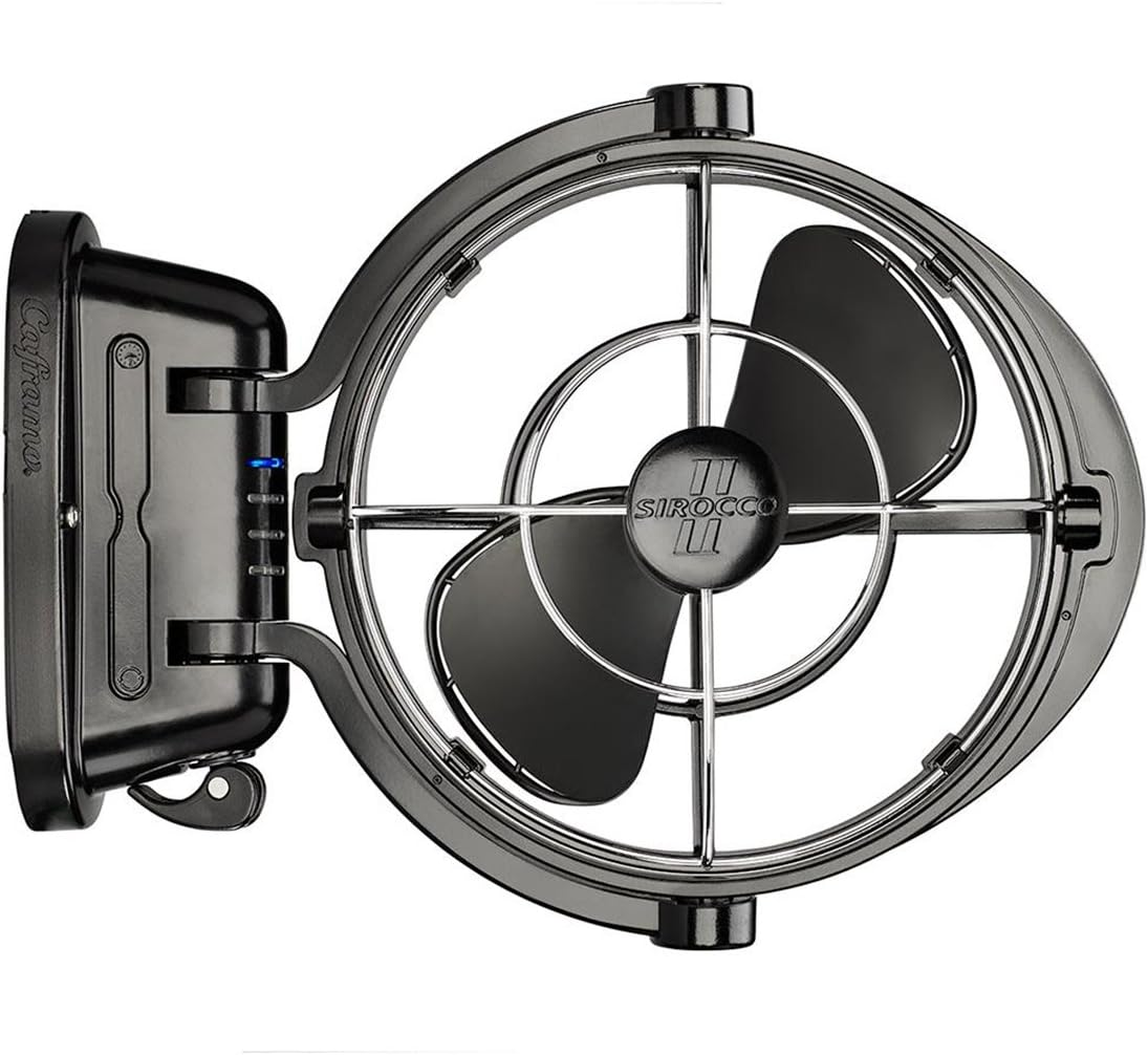 SEEKR by Caframo, Sirocco II, Omni-Directional Gimbal Fan for Boats and Rvs, Made in Canada, Auto-Sensing DC, 12V/24V, Black - White image number 2