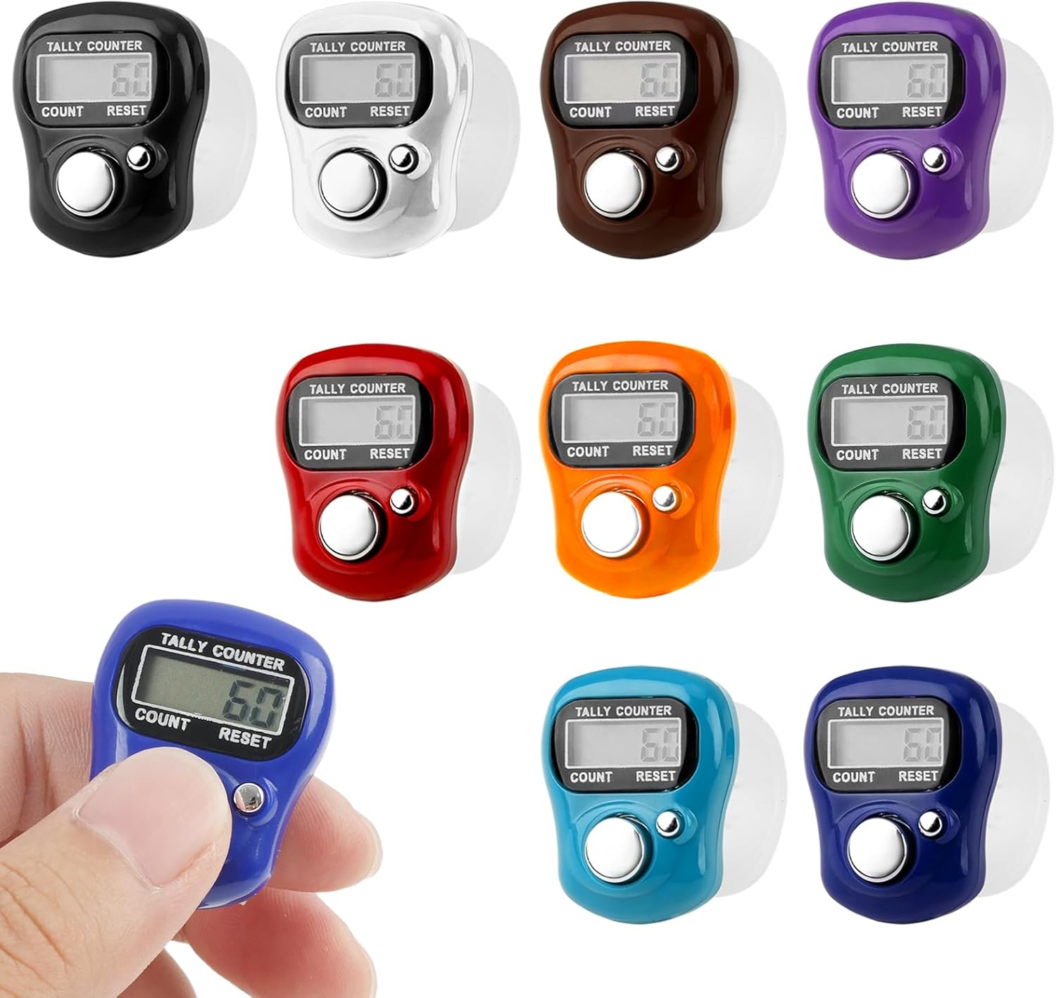 9 Pcs Electronic Finger Tasbeeh Tally Counter Mini LCD Digital Display Handheld Pitch Clicker, Resettable Finger Hand Tally Counter for Golf Coaching Knitting, Lap, Fishing Row Baseball Easy to Carry image number 5