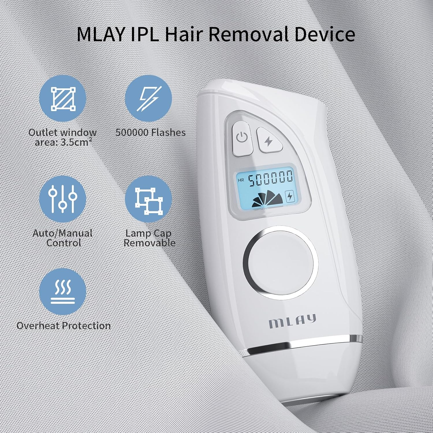 Laser Hair Removal, IPL Laser Hair Removal for Women/Men, 12J High Energy Hair Removal Device on Facial Legs Arms Bikini Line with Razor & Goggles, Laser Permanent Permanent Hair Remover Machine - White image number 3