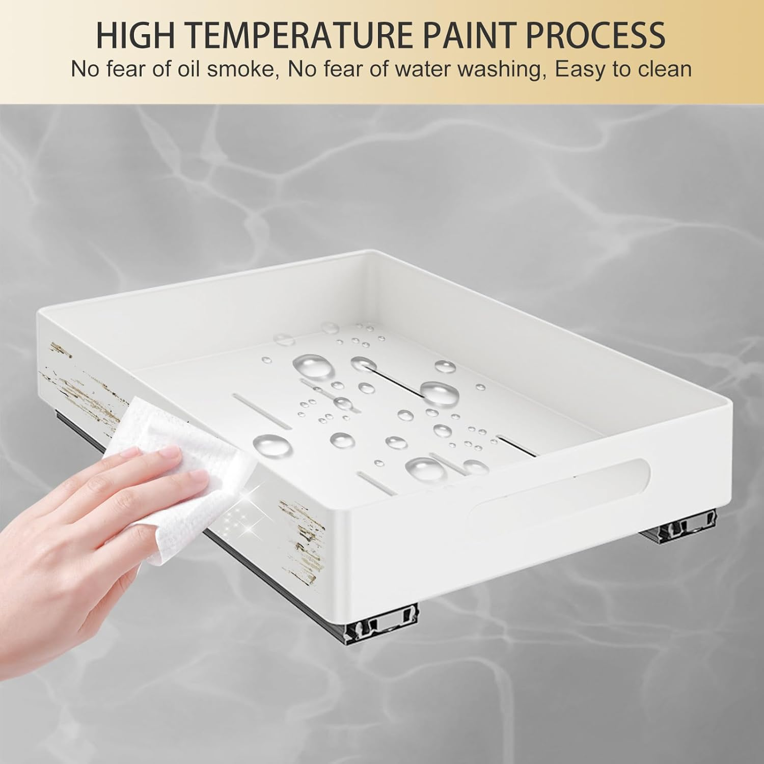 2 Pack Pull Out Cabinet Organizer, Adhesive Slide Out Drawer for Cabinets, Peel and Stick Pull Out Drawer Shelves, Multifunctional Drawer Organizers for Kitchen, Pantry, Bathroom, Bedroom (White) image number 2