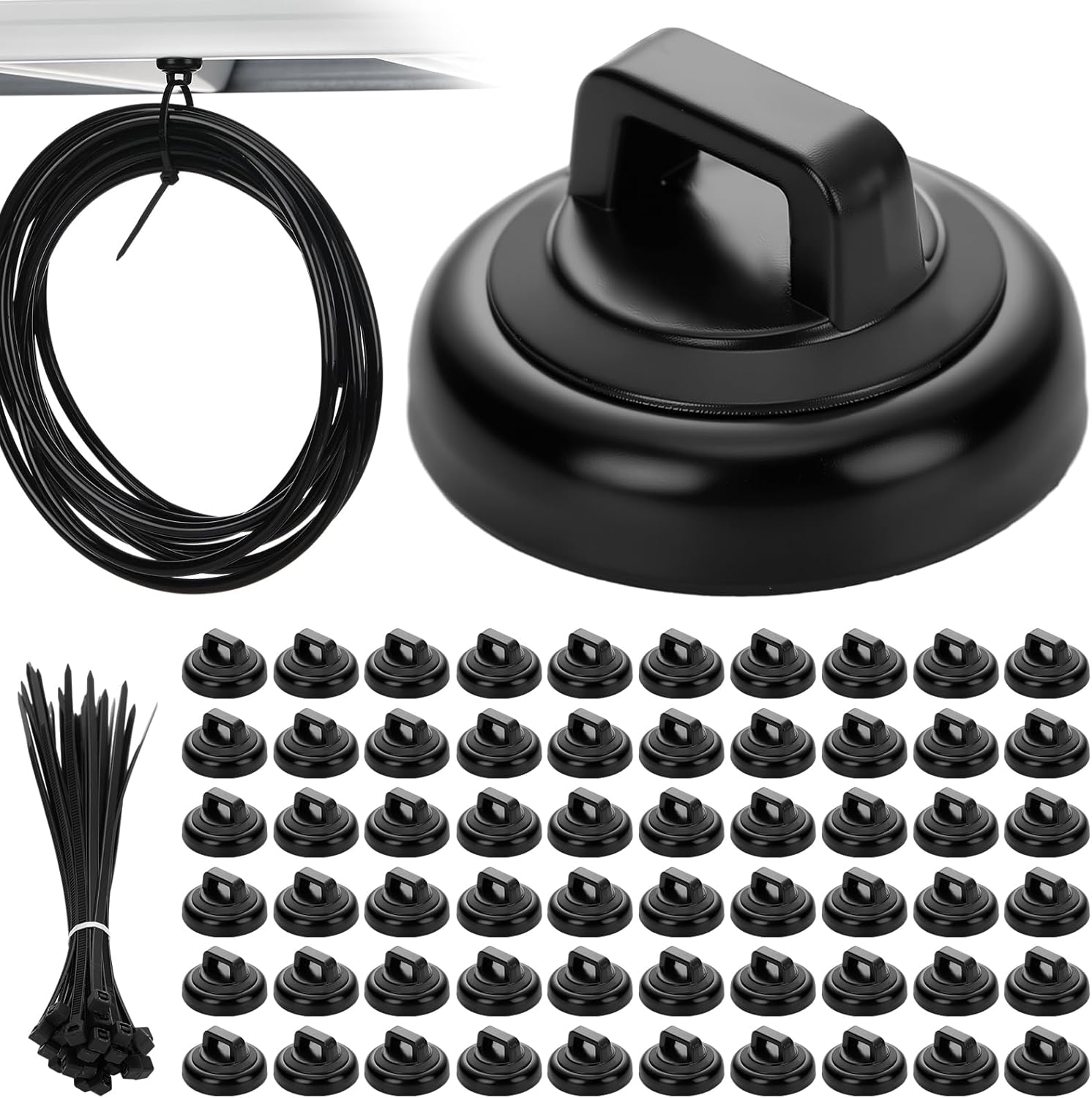 Leinuosen 100 Set Magnetic Zip Tie Mount and Nylon Cable Ties, 19 Mm Multipurpose Wire Cable Holder Mount Wire Clips Management Electrical Organization Supplies image number 3