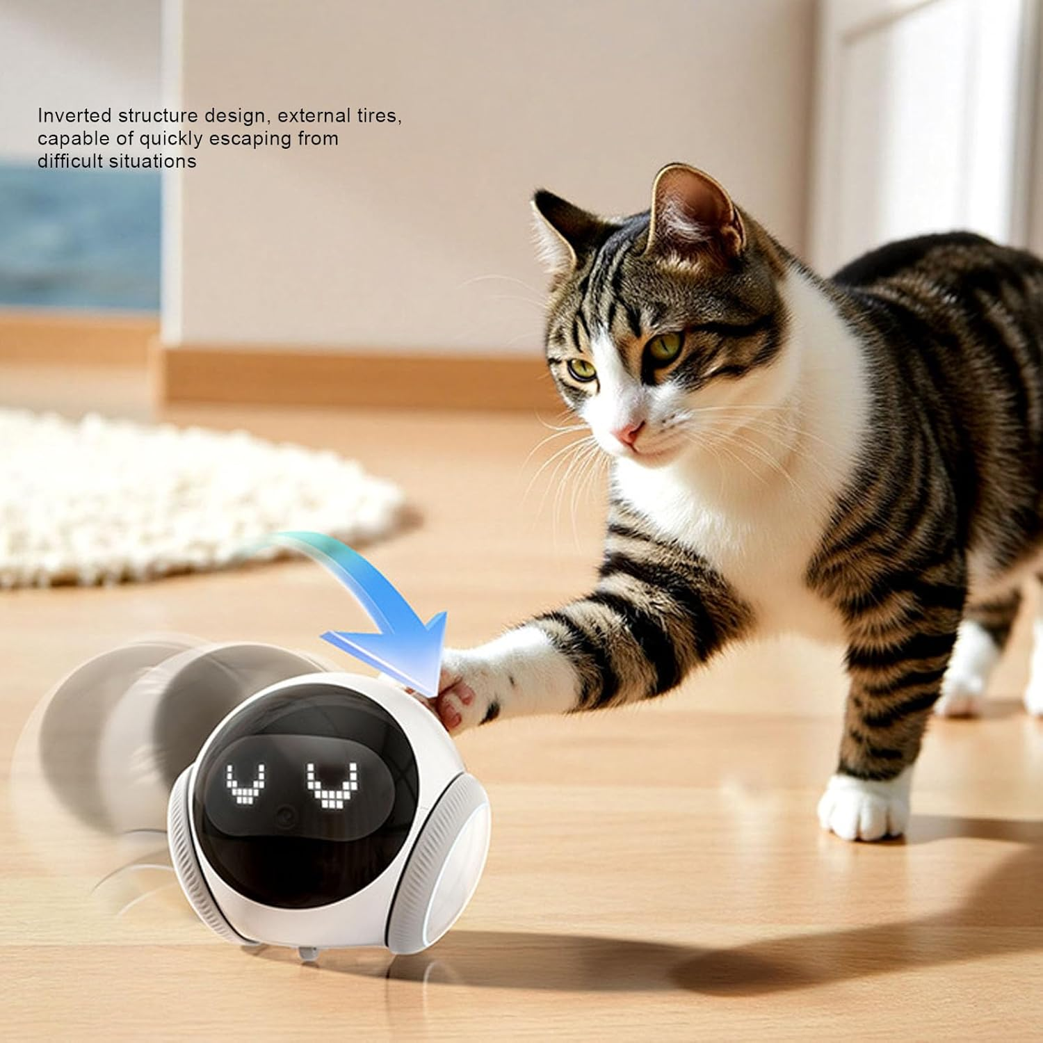 MENDUNER Moving Pet Camera with 360 View, 1080P Auto Follow Robot Camera for Dogs and Cats, 2 Way Audio, Night Vision, Pet Cameras Baby Monitor for Home Security, App Control image number 5