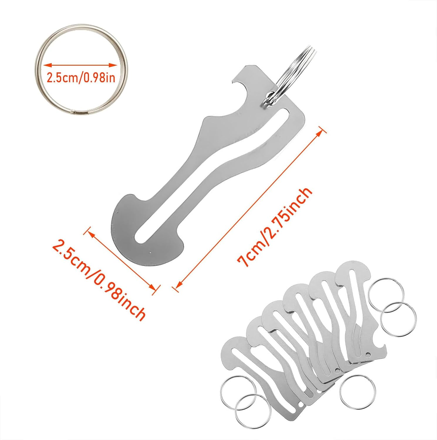 SILHOL 5 Pieces Stainless Steel Trolley Keys, Coinless Shopping Cart Unlocker with Keyring image number 1