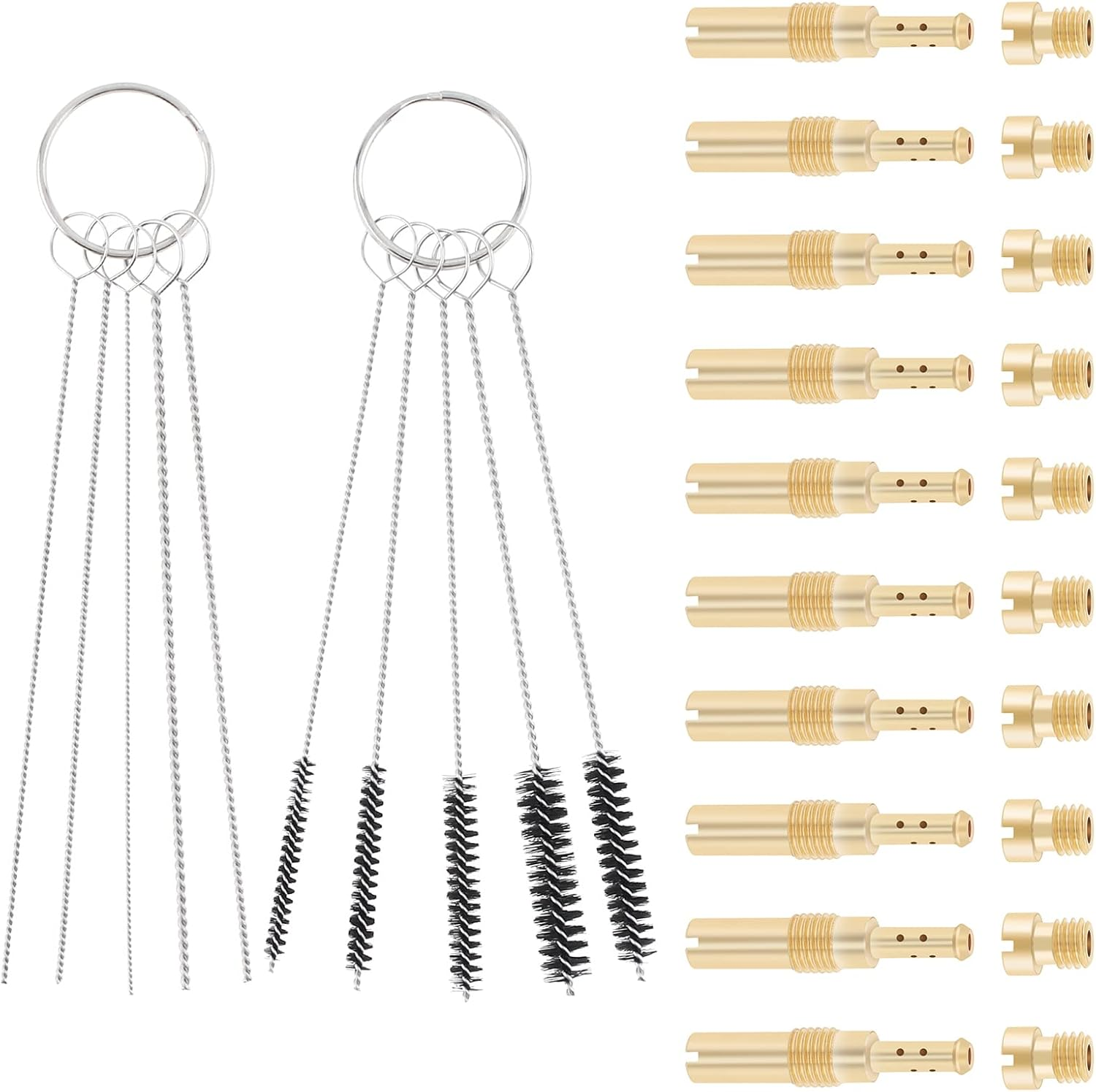 Windance 30Pcs Carburetor Main Jet Kit Include10Pcs Carburetor Main Nozzles+10Pcs Slow Pilot Jet+10Pcs Cleaning Brushes Needles, Fit for PWK Keihin OKO CVK PWM (K75-K98) image number 2