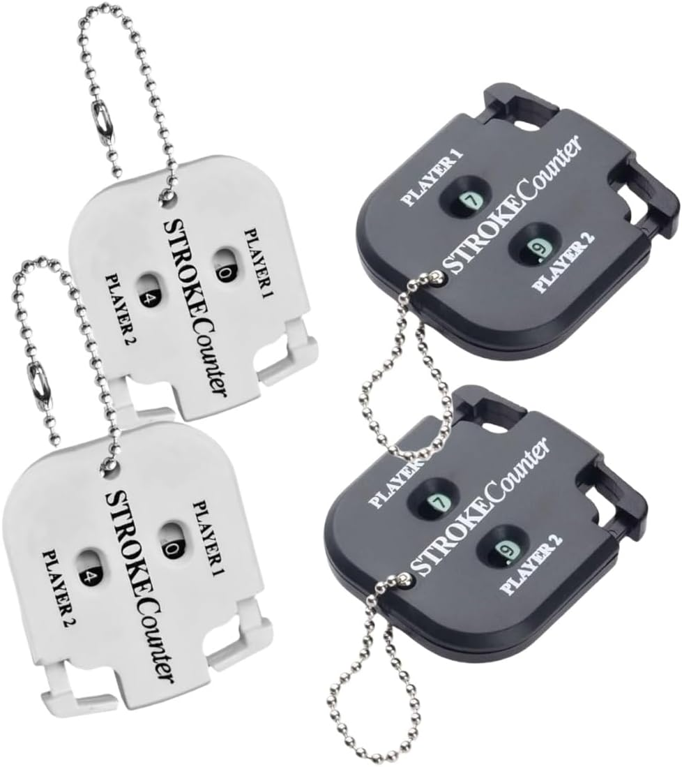 4 Pcs Counters with Keychain,Portable Mini Golf Stroke Counters,Manual Clicker with Reset Key and Keychain for Lightweight Scorekeep Tool,Counter for Golf（Black、White） image number 5