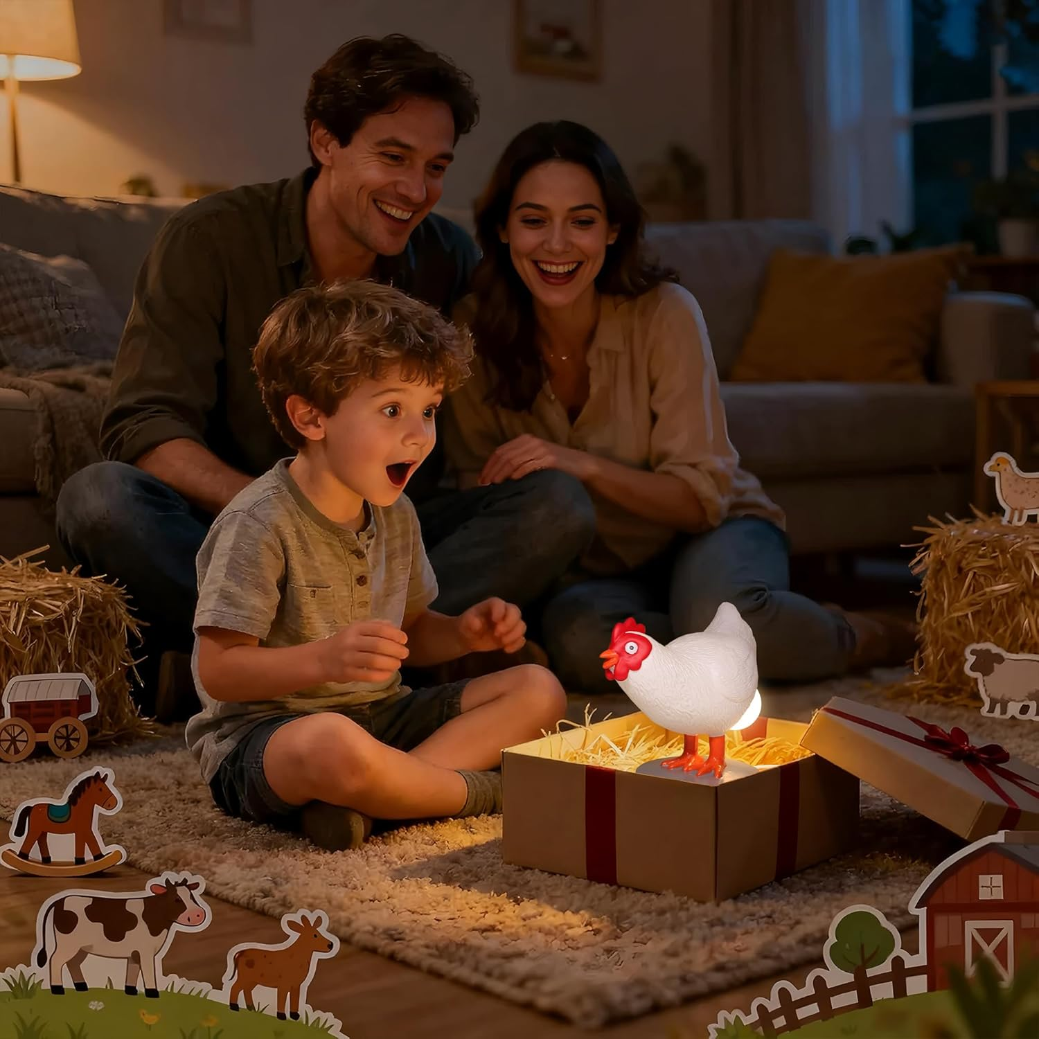 Okiyid Chicken Egg Lamp, Funny Chicken Table Lamp, LED Egg Night Light, Resin Chicken with Stepless Dimming, Decoration for Home, Bedroom, Study image number 6