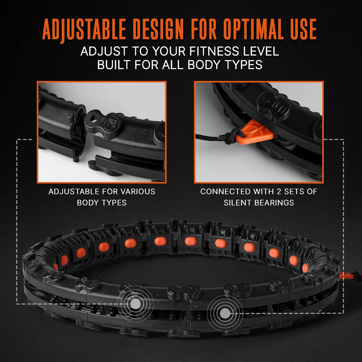 SQUATZ Exercise Hula Hoop for Adults Weight Loss - Weighted Hula Hoop for Workout, Adjustable & Detachable Weighted Hula-Hoop image number 2