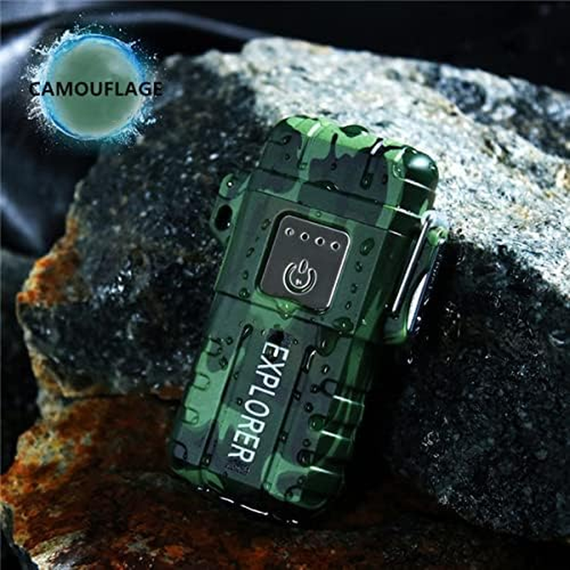 USB Rechargeable Dual Arc Plasma Lighter - Windproof Waterproof Flameless Electric Lighter for Camping, Hiking, Survival Tactical image number 3