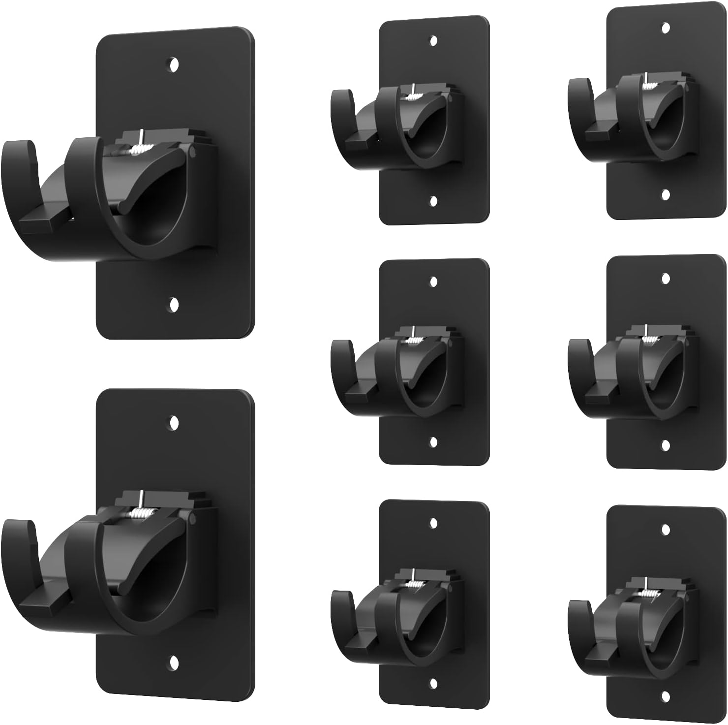AMZONHOME 8 Pieces Self Adhesive Curtain Rod Bracket, Universal Plastic Curtain Rod Holders, No Drill Curtain Rod Brackets Curtain Rod Hooks for Bathroom, Bedroom, Livingroom, Kitchen (Black) image number 3