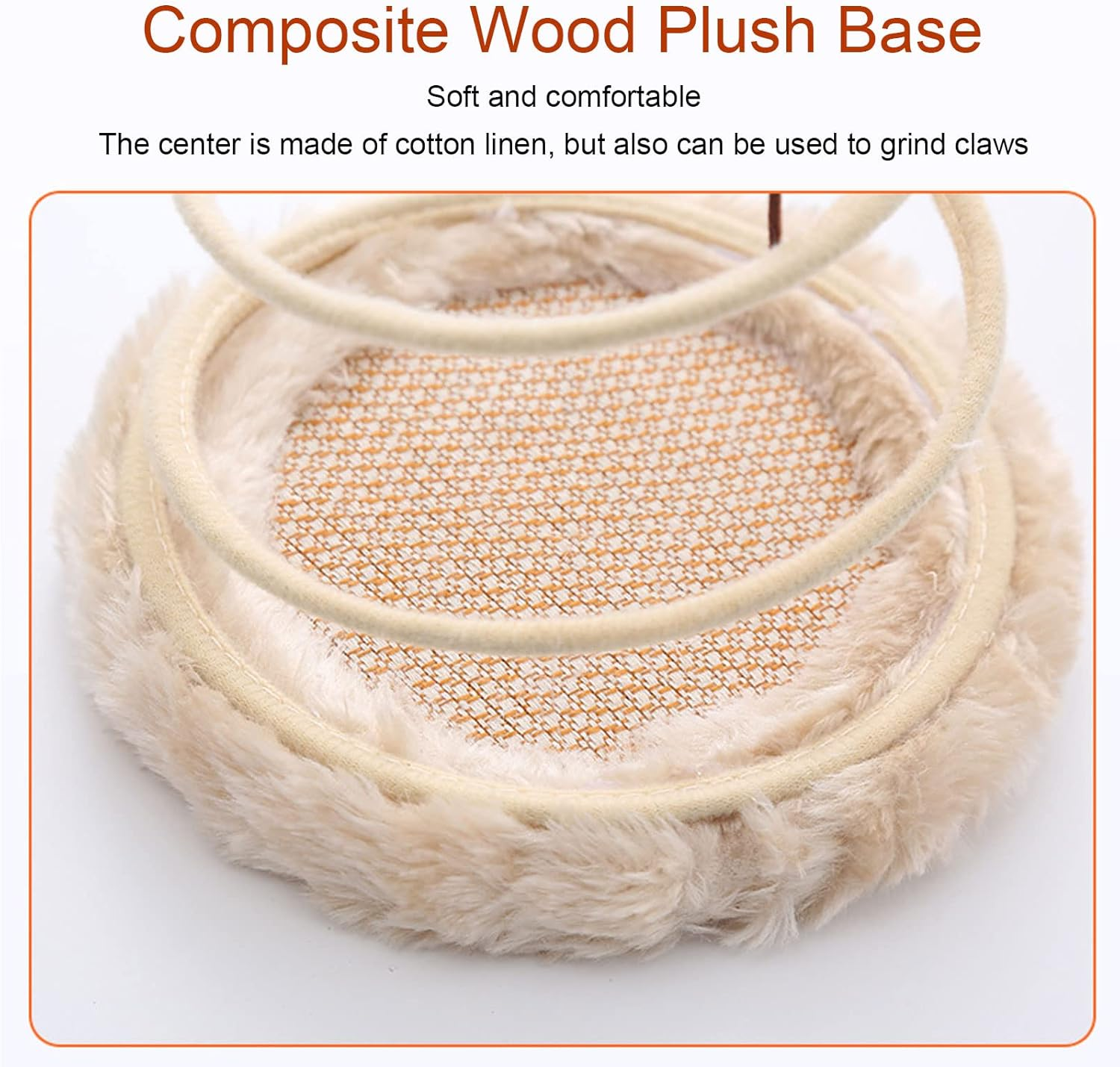 Spring Plate Interactive Cat Toy, Foldable High Elasticity Stable Standing Interactive Cat Toy with Scratcher Base to Kill Time and Keep Fit(Ball) image number 2