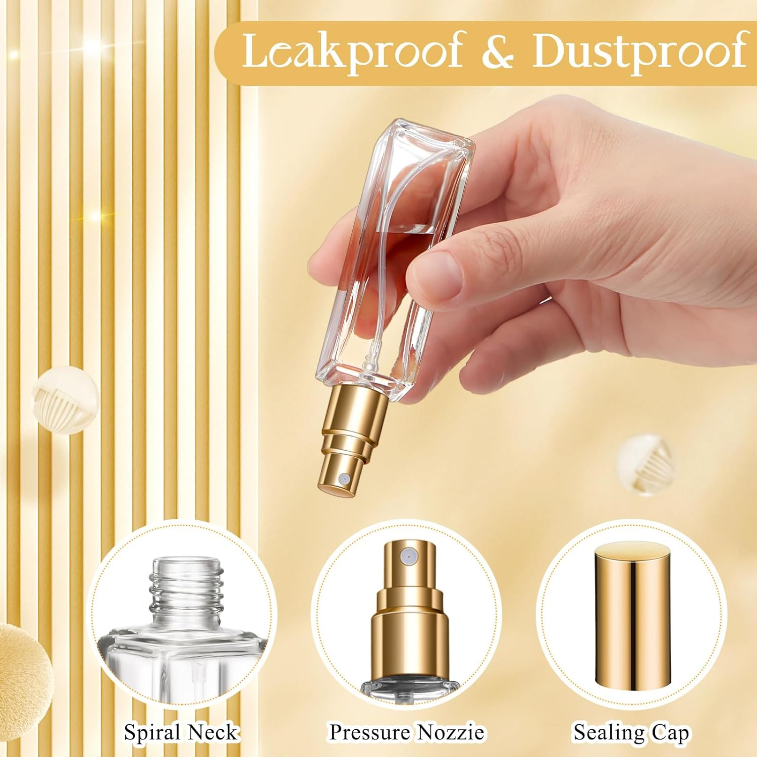 Domensi 30 Pcs 10 Ml Perfume Decanter Kit Travel Size Refillable Mini Cologne Perfume Bottle Empty Portable Atomizer Sprayer for Glass Fine Mist Sprayer Travel Kit Makeup Spray Bottles Set image number 5