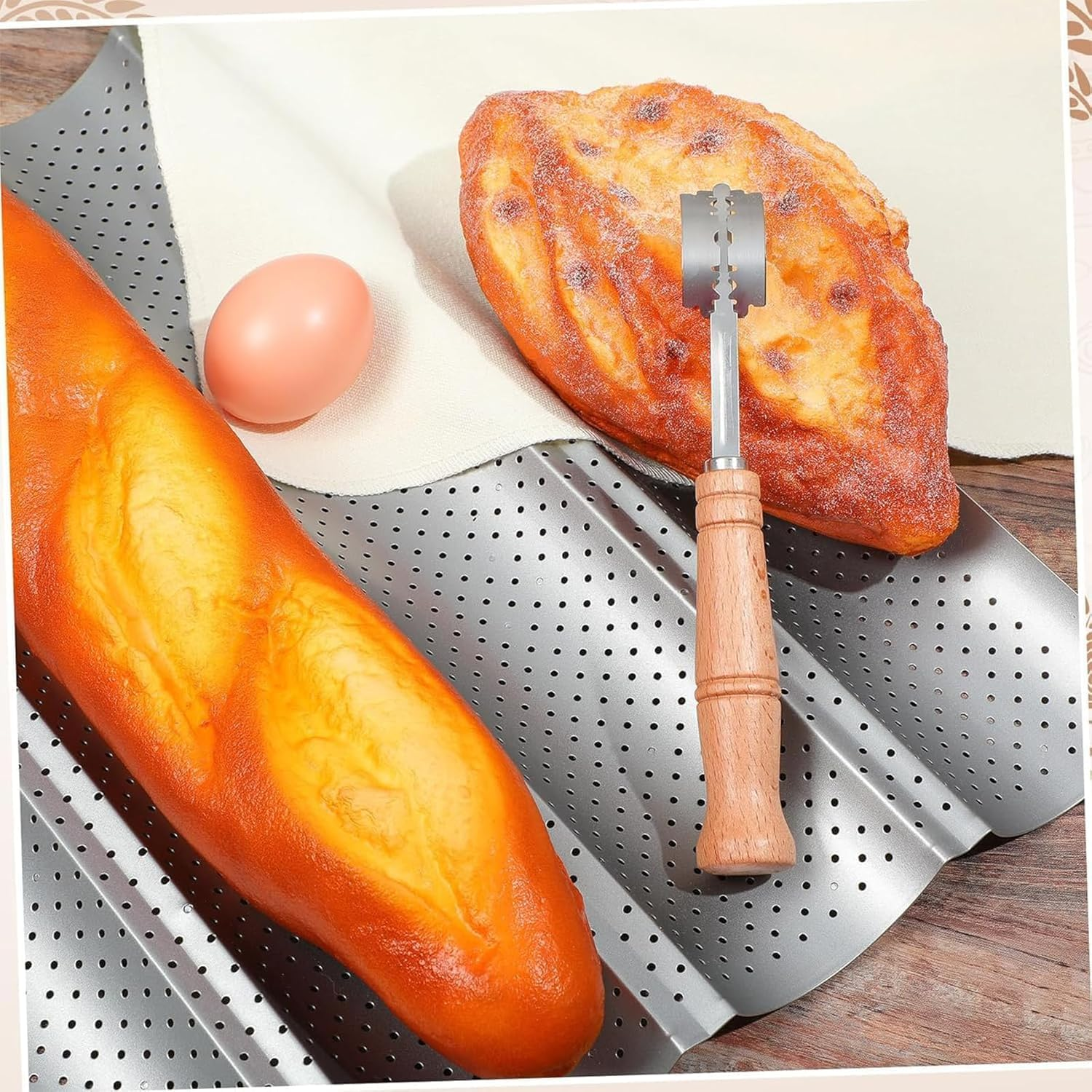 XUANZHI Baguette Bread Pan, Premium Nonstick Perforated Baguette Pan for French Bread Baking, 4 Loaves Baguette Baking Tray for Sourdough,Italian Bread, Perfect Creating Crisp Golden-Brown Crust image number 2