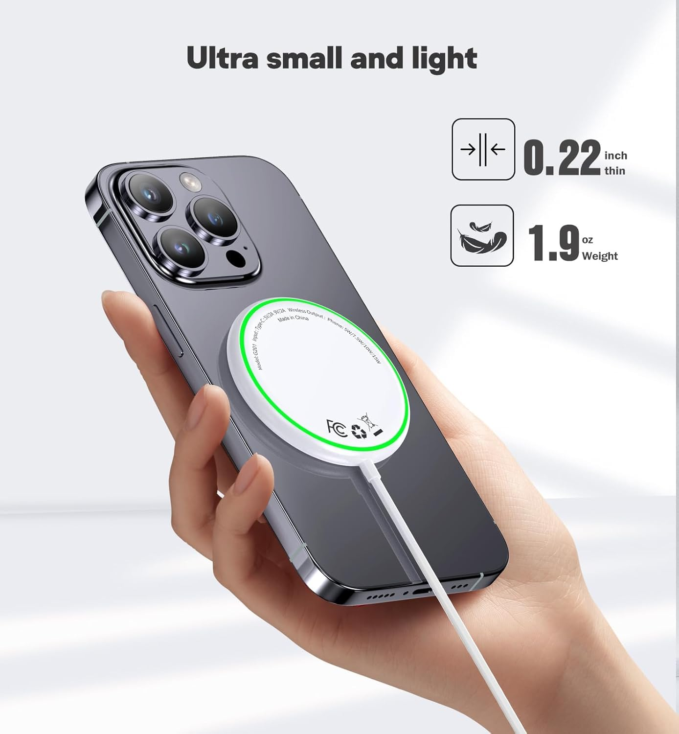 Magnetic Wireless Charger 15W Mag-Safe Charger for Phone 16 Pro Max/16 Pro/16 Plus/16/15/14/13/12 Series 2 Pack Magnet Wireless Charging Station/Pad with Sleep-Friendly Light for Airpods 3/2/Pro image number 3