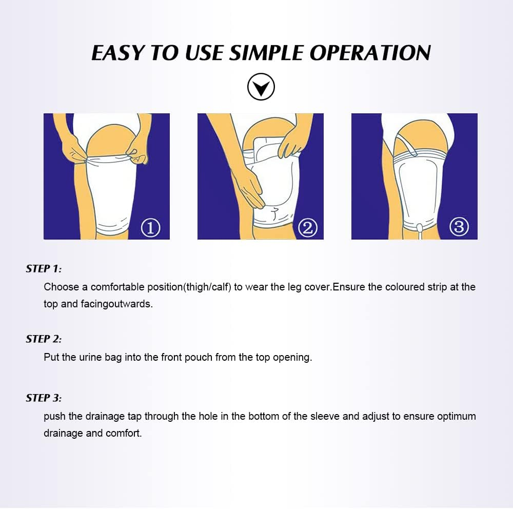 2Pcs Catheter Leg Bag Holder, Foley Leg Bag Sleeve, Fabric Catheter Sleeves Leg Bag Holder, Drainage Bags Calf Holder Strap, Elastic Catheter Sleeve for Legs (L) image number 5