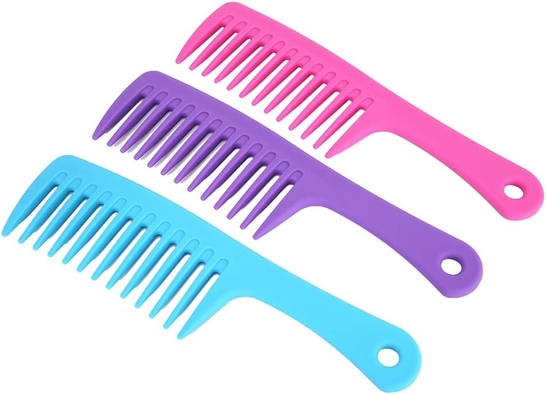3 Colors Wide Tooth Comb Straight Handle anti Static Curly Hair Styling Tool image number 5
