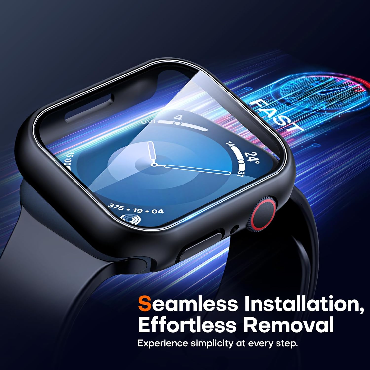 TAURI 2 Pack Hard Case Designed for Apple Watch Series 9 (2023) Series 8/7 41Mm, [360&deg; Shockproof] with 9H Tempered Glass Screen Protector, [Scratch-Resistant] Cover - Black image number 4