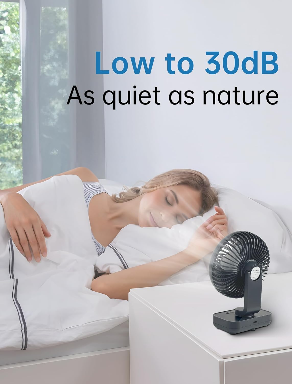 Mini Oscillating Fan Ultra Quiet 4000 Mah Battery Small Table Fan (4-13 H), 4 Speeds LED Digital Display Portable Fan for Library, Home Office, Compact Design image number 4
